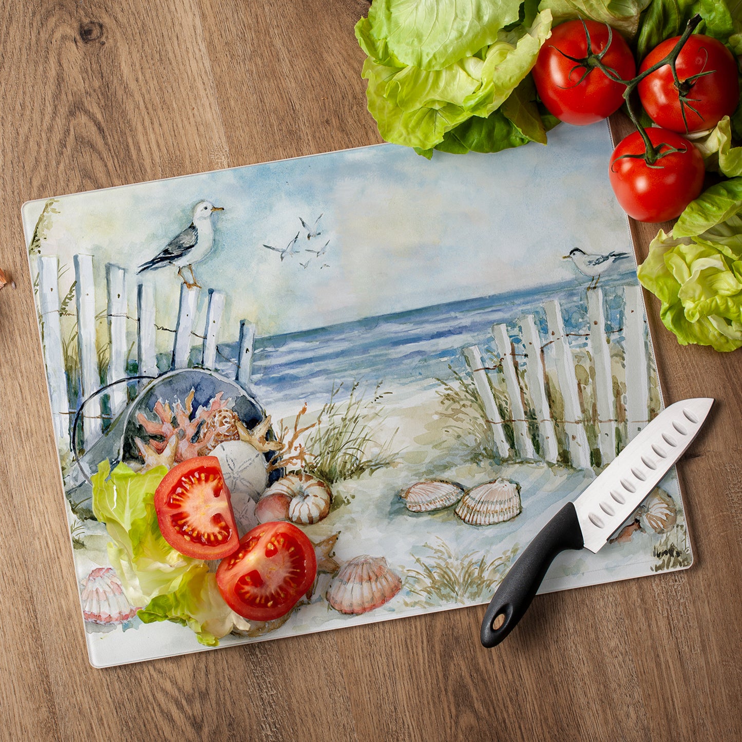 CounterArt Coastal Sanctuary 3mm Tempered Glass Cutting Boards 12" x 15" Manufactured in the USA