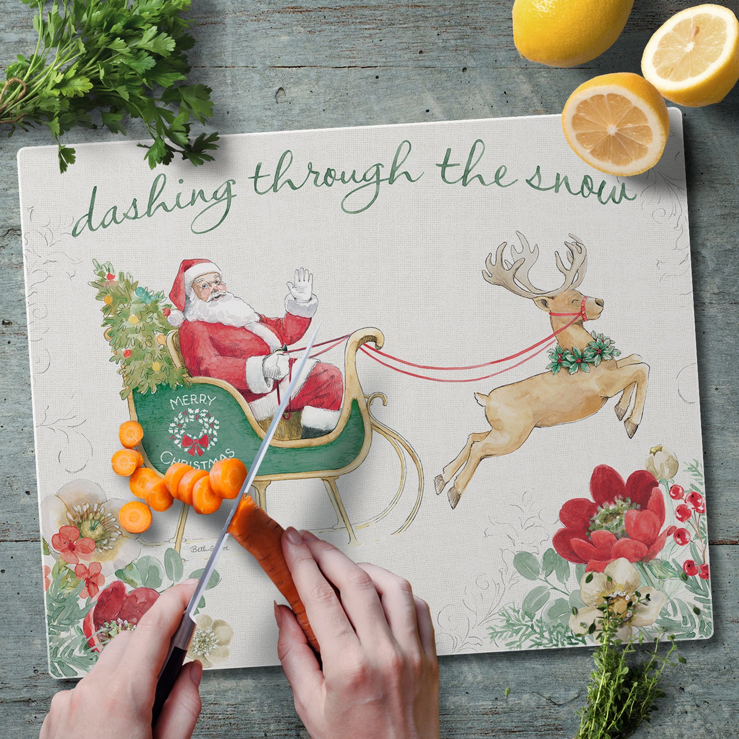 CounterArt Holiday Traditions 3mm Tempered Glass Cutting Board 15” x 12” Manufactured in the USA
