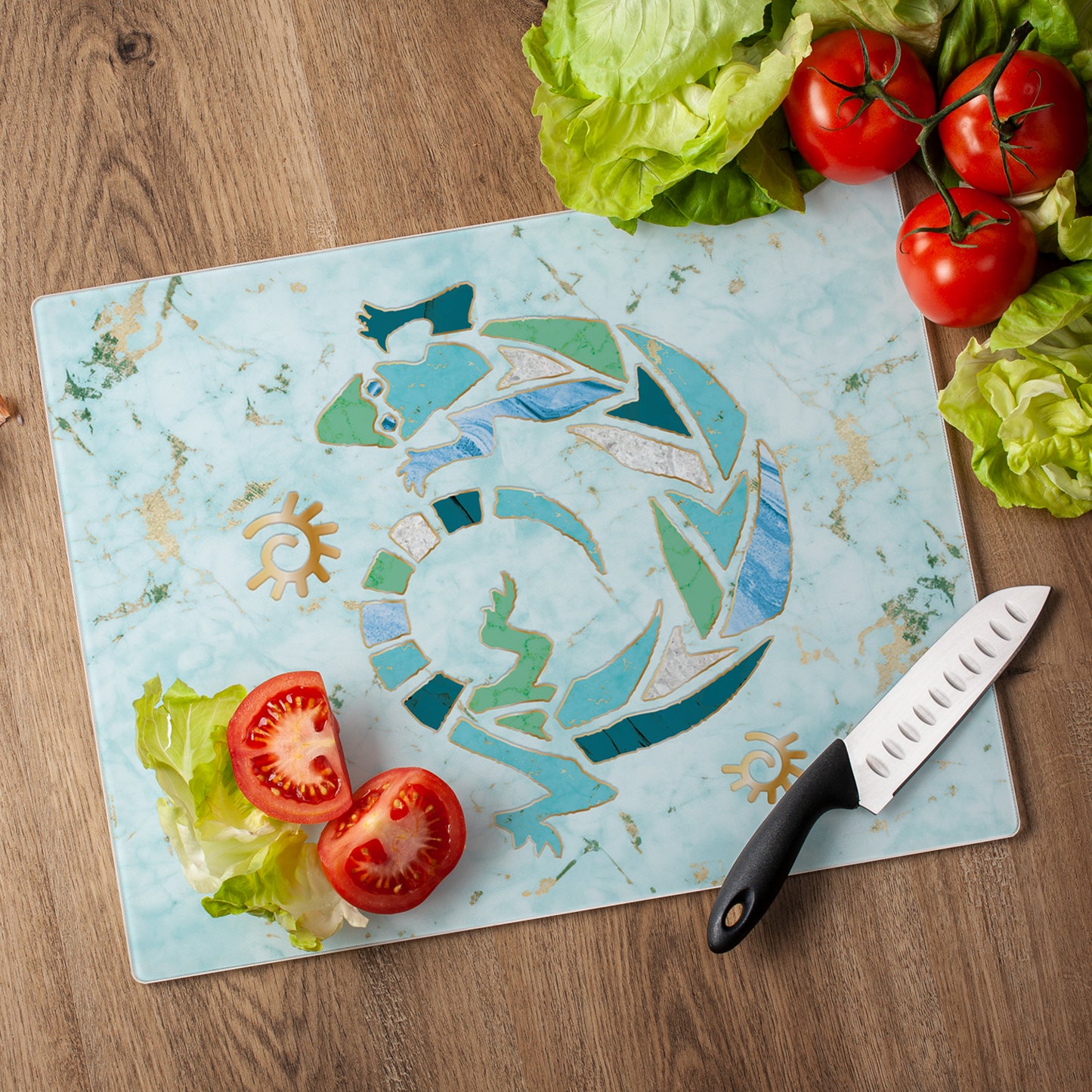 CounterArt Marble Gecko 3mm Tempered Glass Cutting Board 15” x 12” Manufactured in the USA
