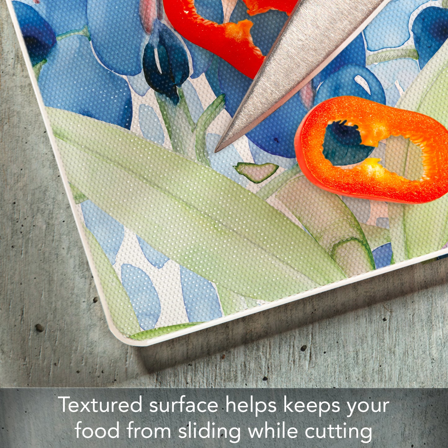 CounterArt Bluebonnet Field 3mm Tempered Glass Cutting Board 15" x 12" Manufactured in the USA