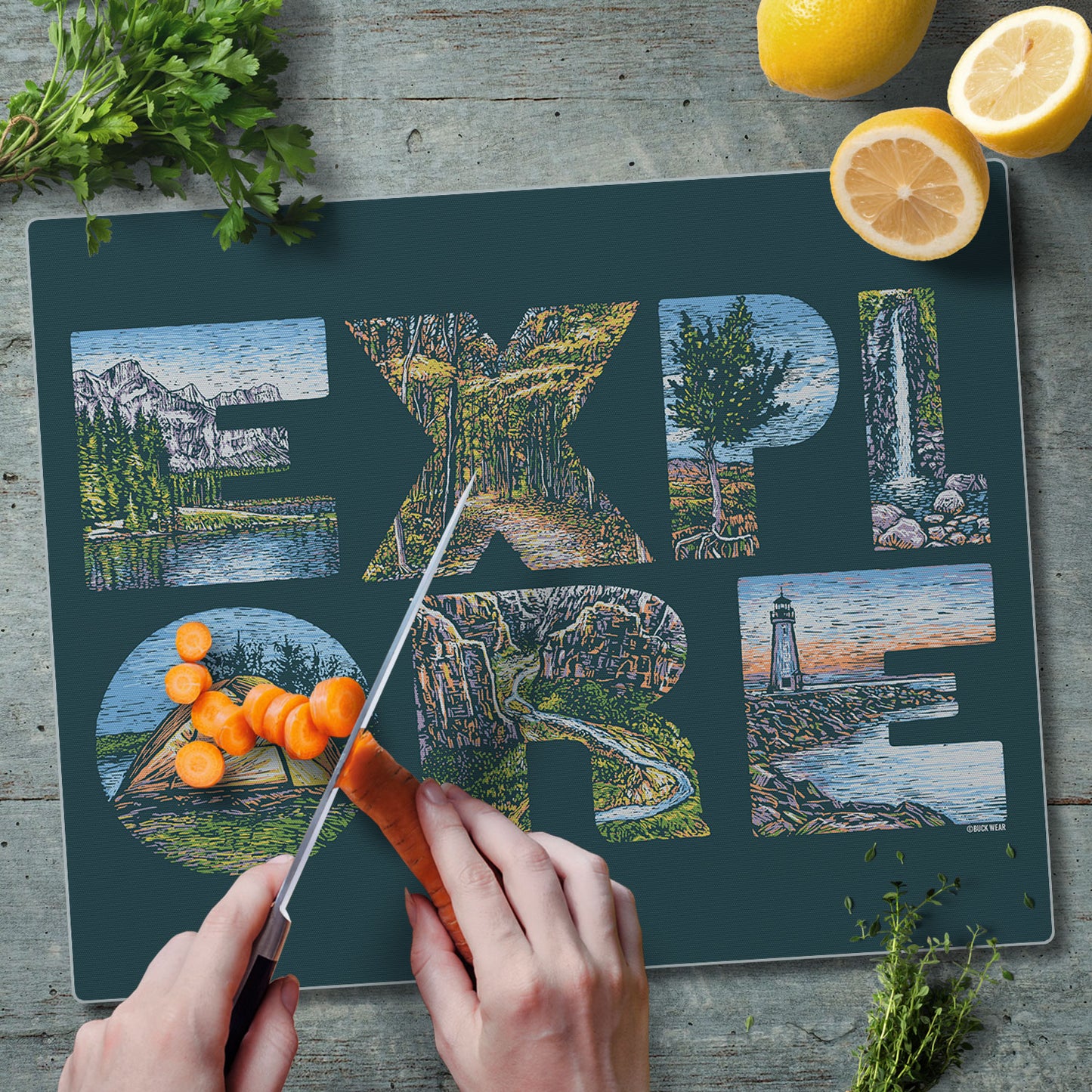 CounterArt Explore 3mm Tempered Glass Cutting Board Manufactured in the USA 15" x 12"