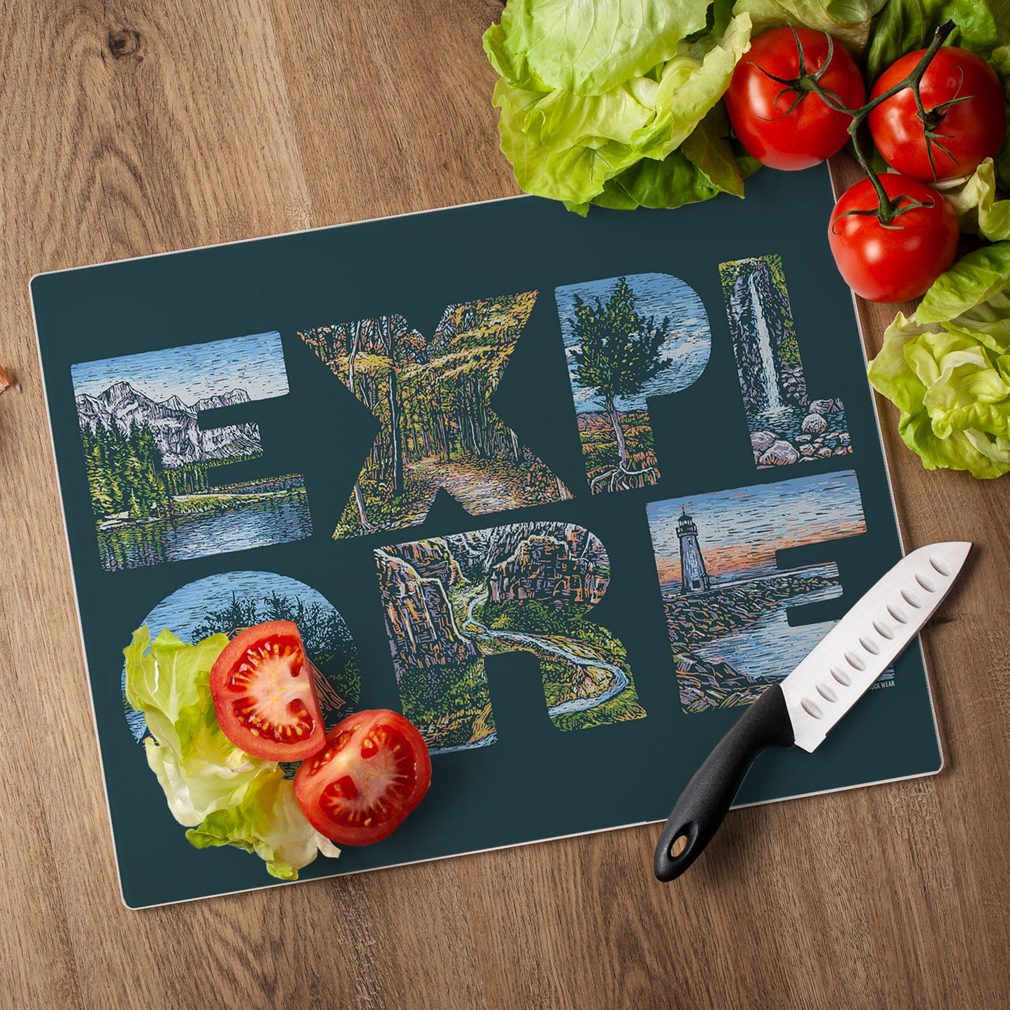 CounterArt Explore 3mm Tempered Glass Cutting Board Manufactured in the USA 15" x 12"