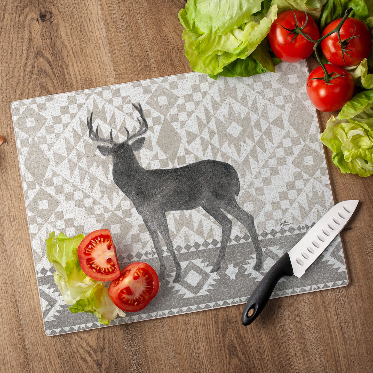CounterArt Deer Lodge 3mm Tempered Glass Cutting Board 15" x 12" Manufactured in the USA
