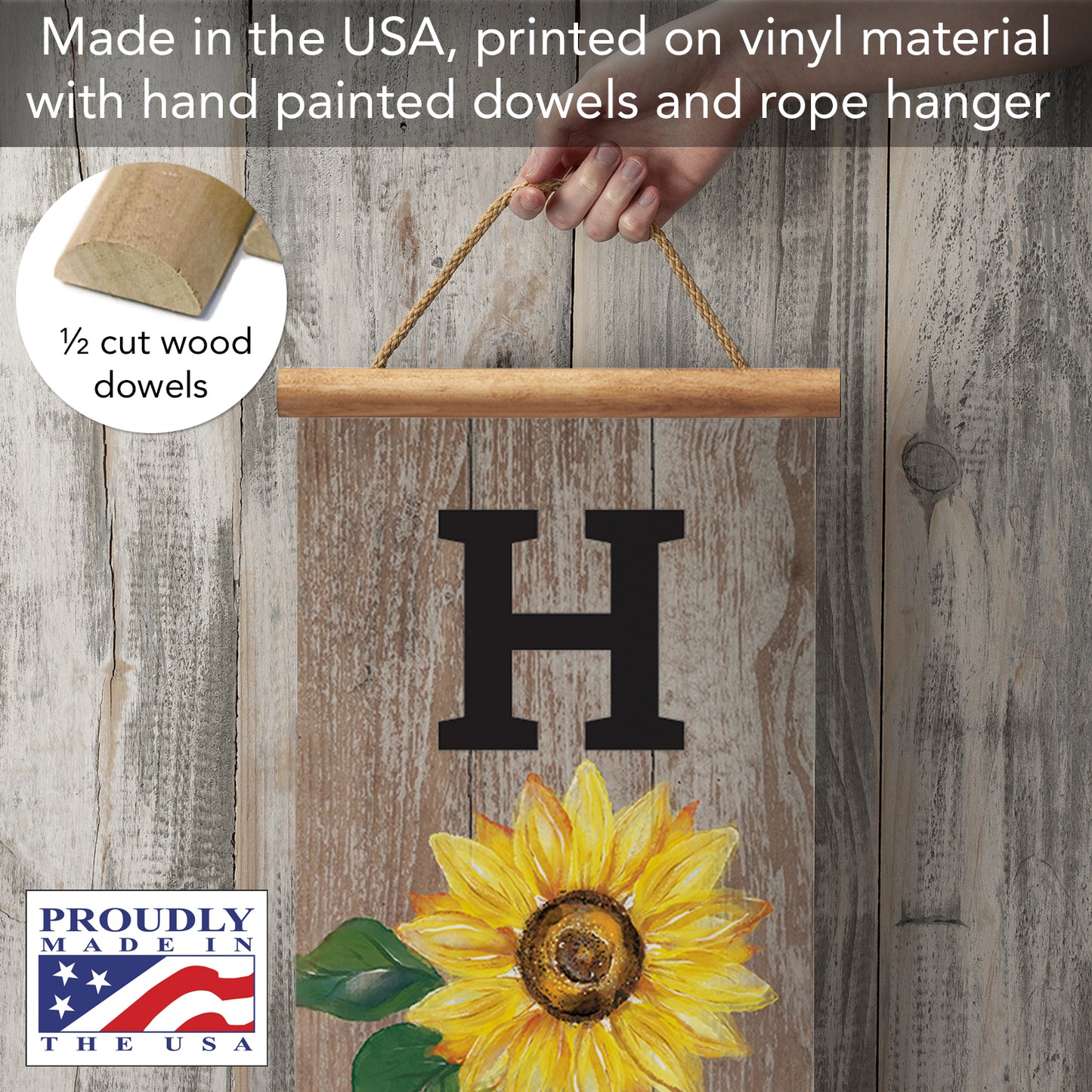 Highland Home Howdy Indoor/Outdoor Vinyl Hanging Entryway Sign Made in the USA Reusable Easy Wipes Clean Easy Storage