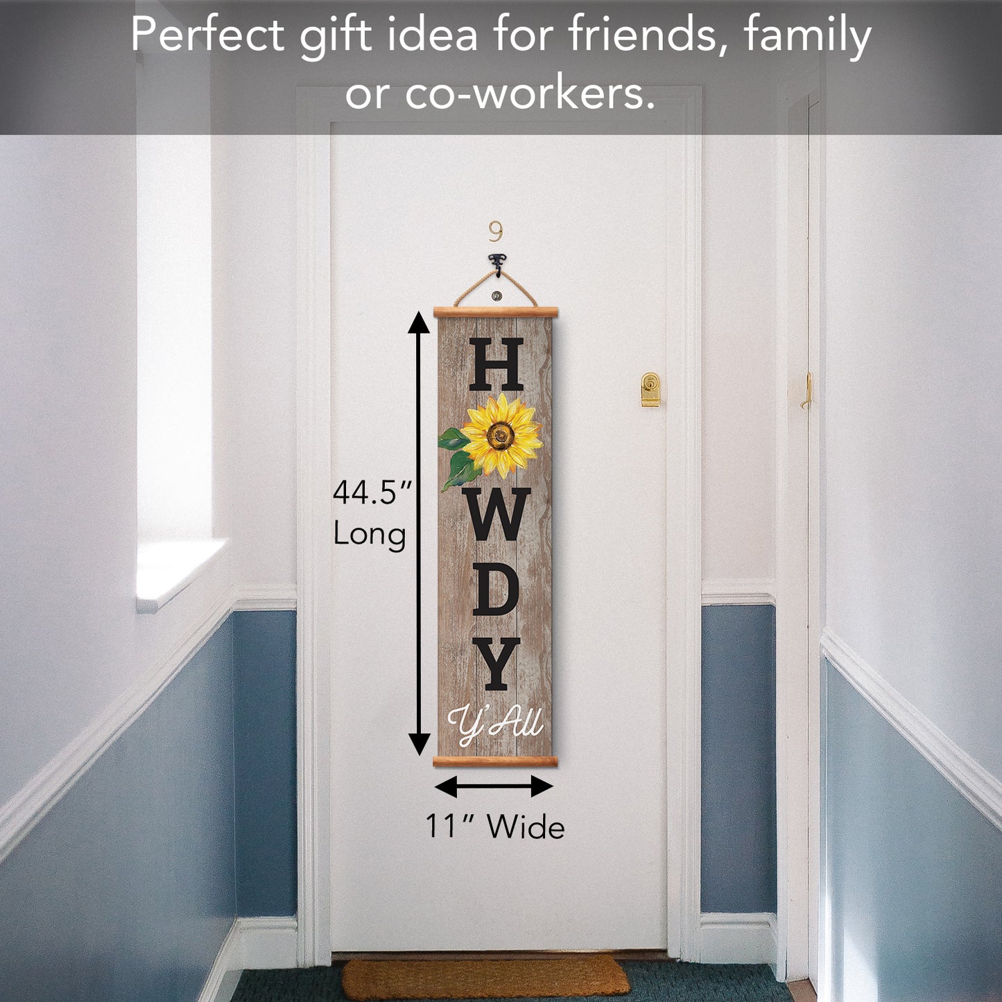 Highland Home Howdy Indoor/Outdoor Vinyl Hanging Entryway Sign Made in the USA Reusable Easy Wipes Clean Easy Storage