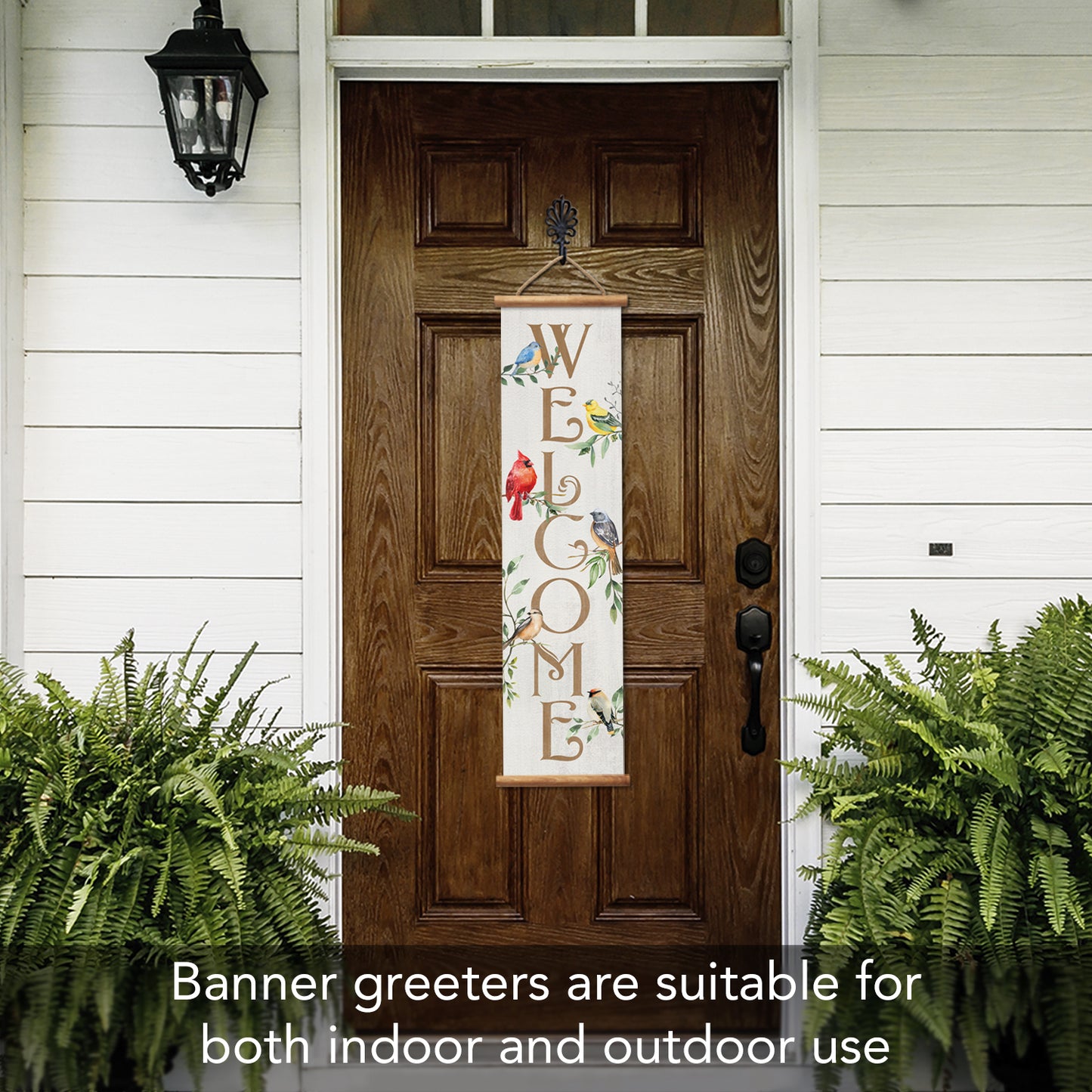 Highland Home Bird Welcome Indoor/Outdoor Vinyl Hanging Entryway Sign Made in the USA Reusable Easy Wipes Clean Easy Storage