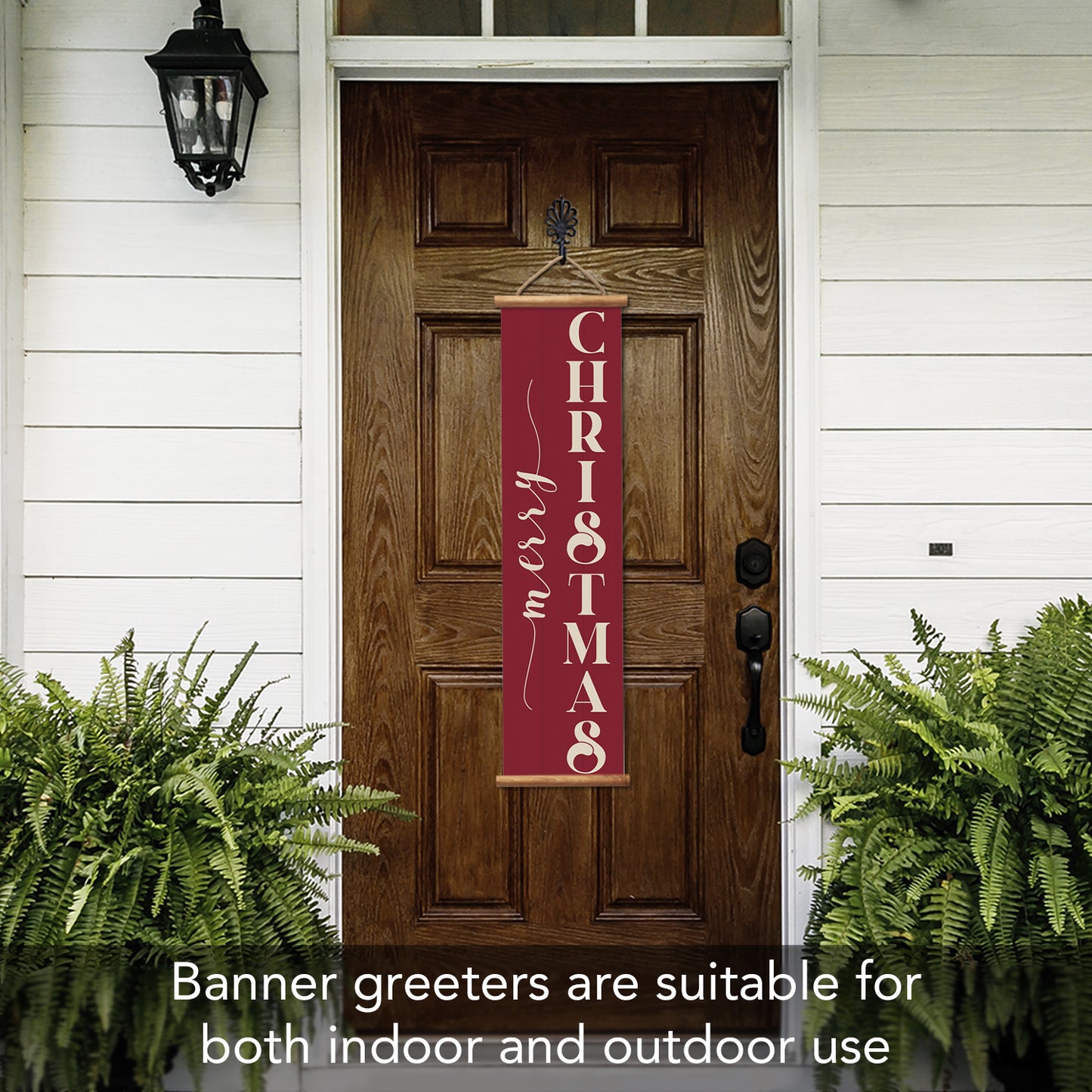 Highland Home Christmas Welcome Indoor/Outdoor Vinyl Hanging Entryway Sign Made in the USA Reusable Easy Wipes Clean Easy Storage
