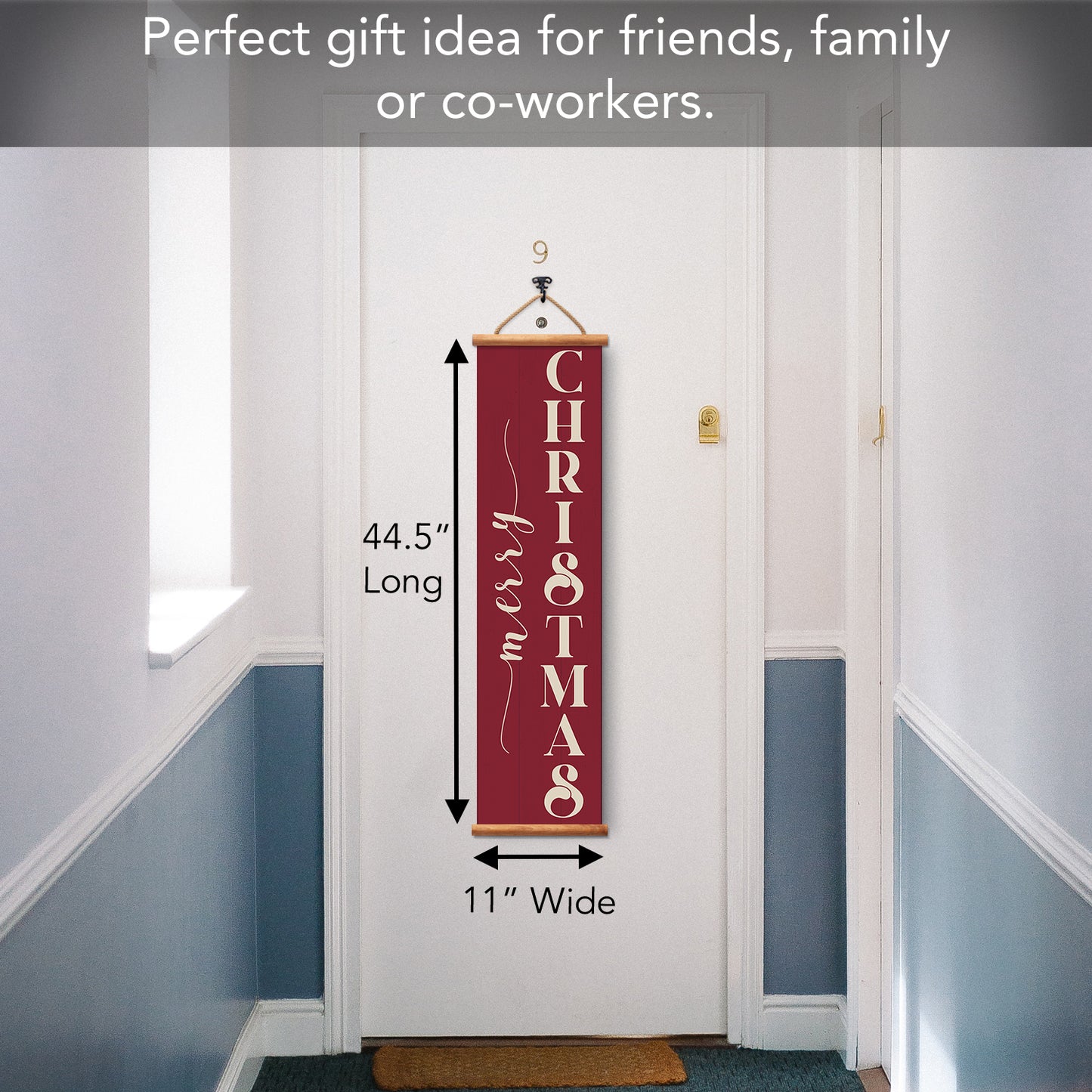 Highland Home Christmas Welcome Indoor/Outdoor Vinyl Hanging Entryway Sign Made in the USA Reusable Easy Wipes Clean Easy Storage