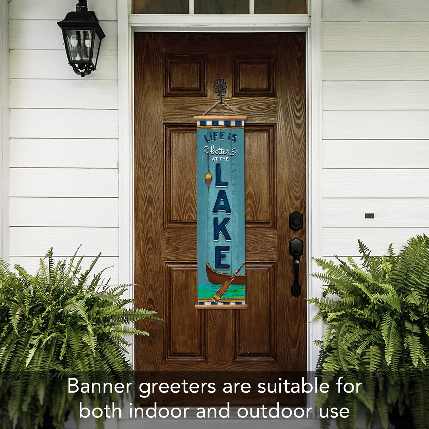 Highland Home Lake Welcome Indoor/Outdoor Vinyl Hanging Entryway Sign Made in the USA Reusable Easy Wipes Clean Easy Storage
