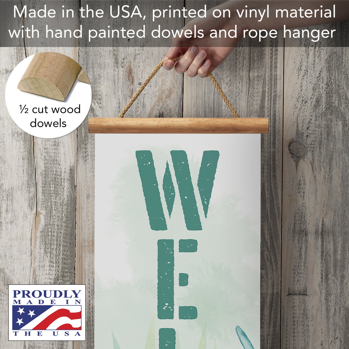 Highland Home Beach Welcome Indoor/Outdoor Vinyl Hanging Entryway Sign Made in the USA Reusable Easy Wipes Clean Easy Storage
