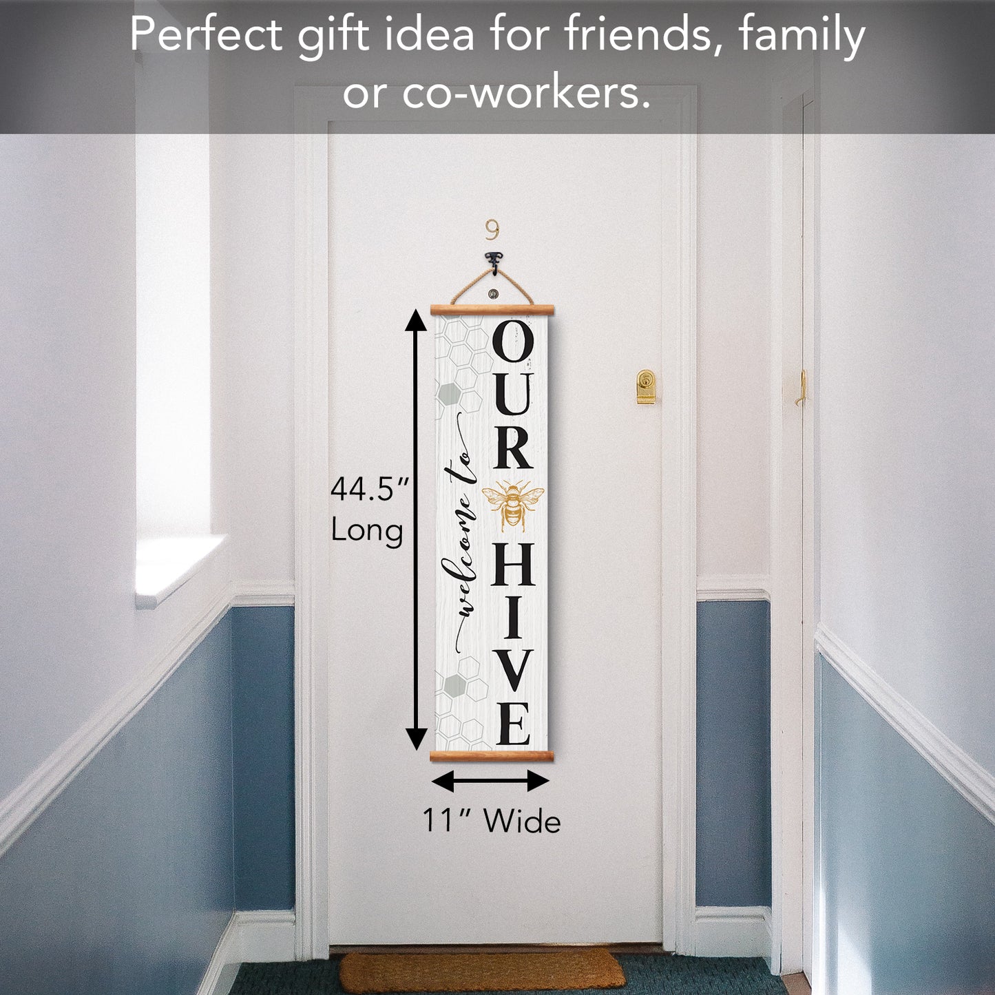 Highland Home Welcome To Our Hive Indoor/Outdoor Vinyl Hanging Entryway Sign Made in the USA Reusable Easy Wipes Clean Easy Storage