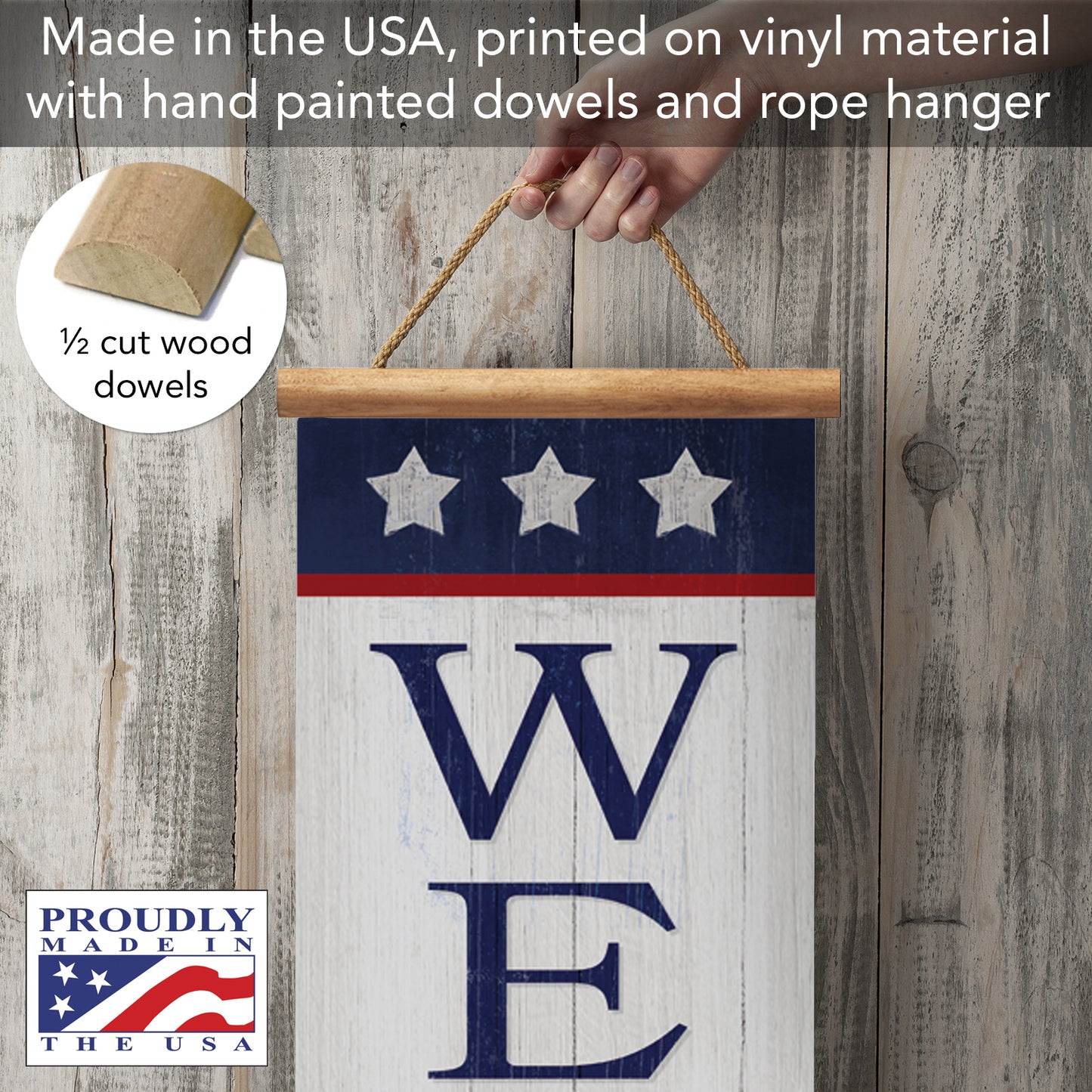 Highland Home Patriotic Welcome Indoor/Outdoor Vinyl Hanging Entryway Sign Made in the USA Reusable Easy Wipes Clean Easy Storage