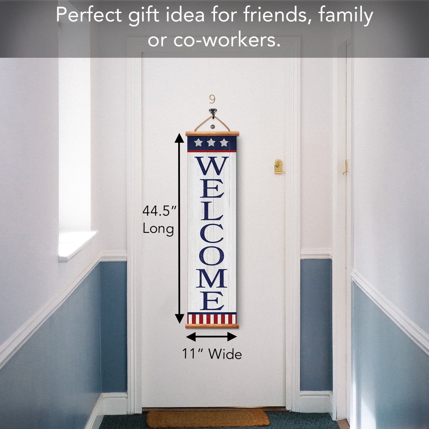 Highland Home Patriotic Welcome Indoor/Outdoor Vinyl Hanging Entryway Sign Made in the USA Reusable Easy Wipes Clean Easy Storage