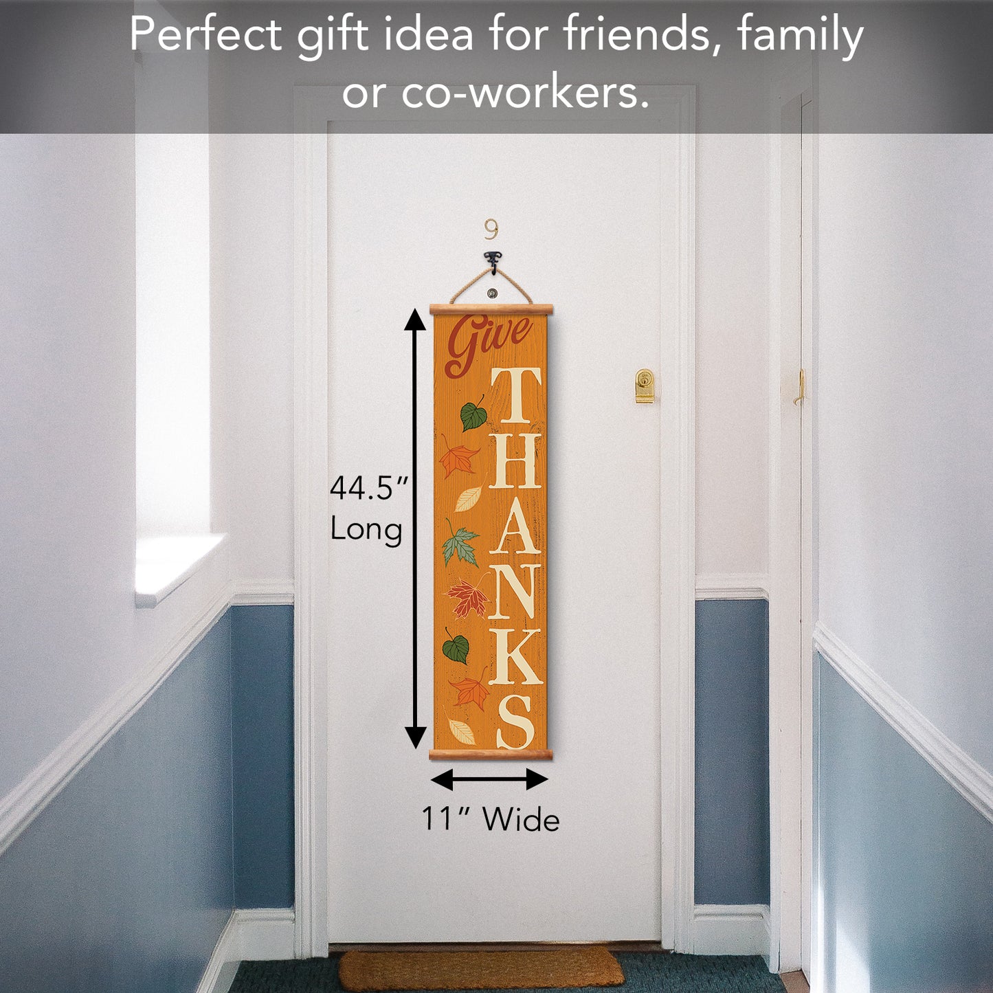 Highland Home Give Thanks Indoor/Outdoor Vinyl Hanging Entryway Sign Made in the USA Reusable Easy Wipes Clean Easy Storage