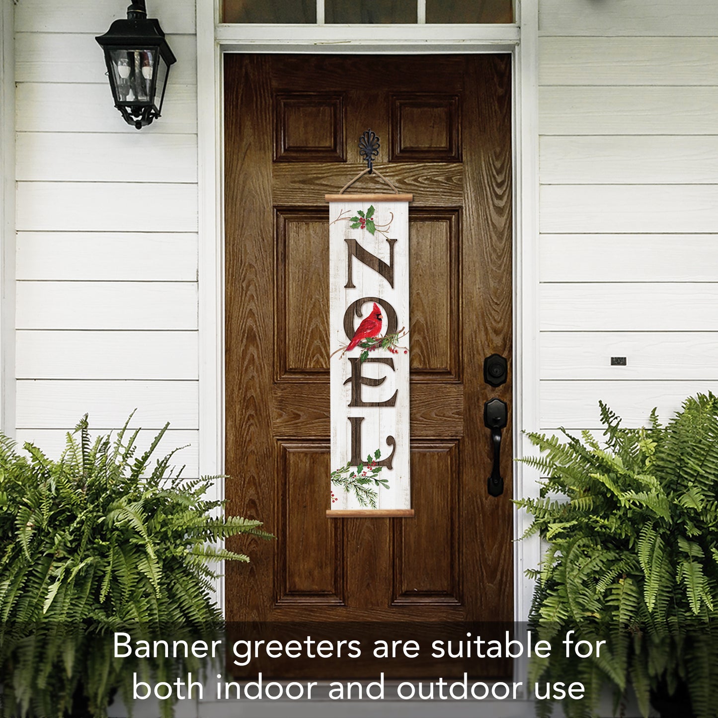 Highland Home Noel Indoor/Outdoor Vinyl Hanging Entryway Sign Made in the USA Reusable Easy Wipes Clean Easy Storage