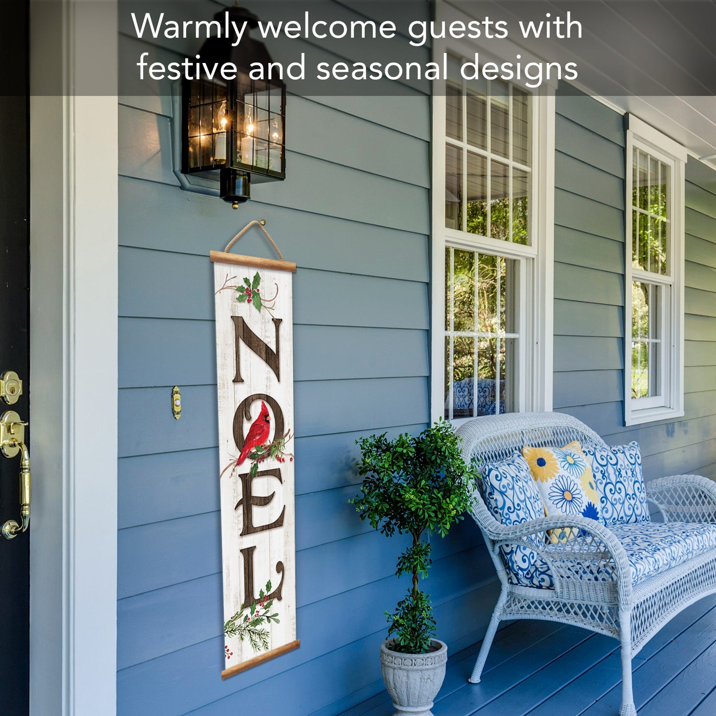 Highland Home Noel Indoor/Outdoor Vinyl Hanging Entryway Sign Made in the USA Reusable Easy Wipes Clean Easy Storage