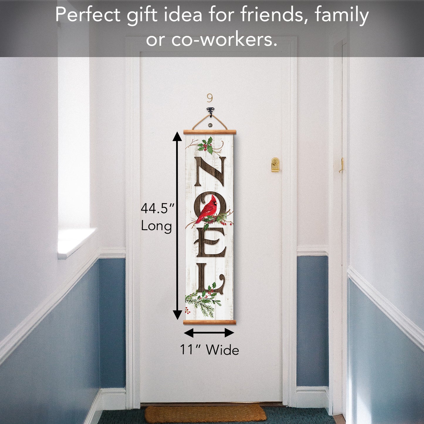 Highland Home Noel Indoor/Outdoor Vinyl Hanging Entryway Sign Made in the USA Reusable Easy Wipes Clean Easy Storage