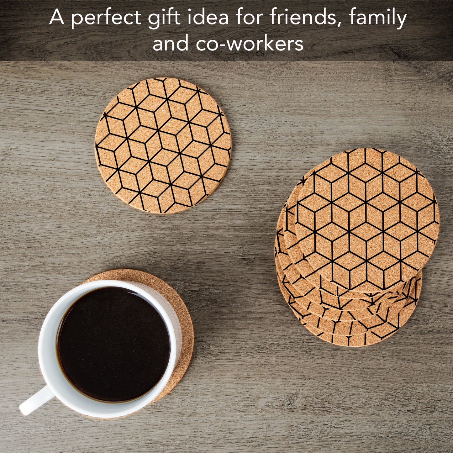 Thirstystone Cubes 8-Pack Thick Natural Cork Coasters Manufactured in The USA Eco-Friendly Absorbent Durable