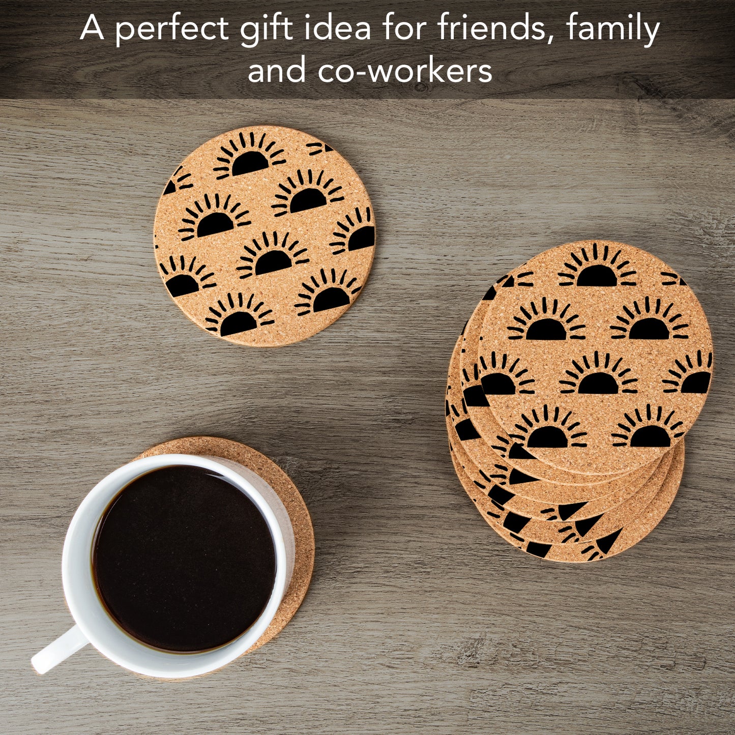 Thirstystone Sunrise 8-Pack Thick Natural Cork Coasters Manufactured in The USA Eco-Friendly Absorbent Durable