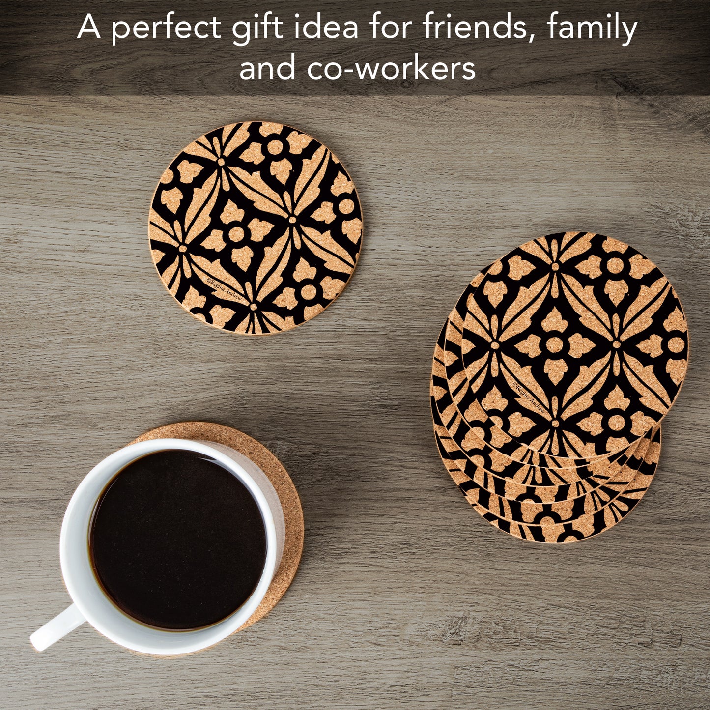 Thirstystone Museum Ebony 8-Pack Thick Natural Cork Coasters Manufactured in The USA Eco-Friendly Absorbent Durable