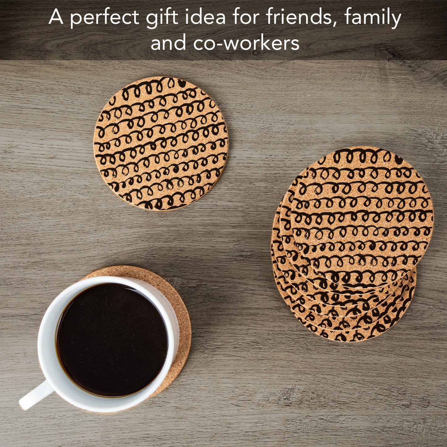 Thirstystone Loops 8-Pack Thick Natural Cork Coasters Manufactured in The USA Eco-Friendly Absorbent Durable