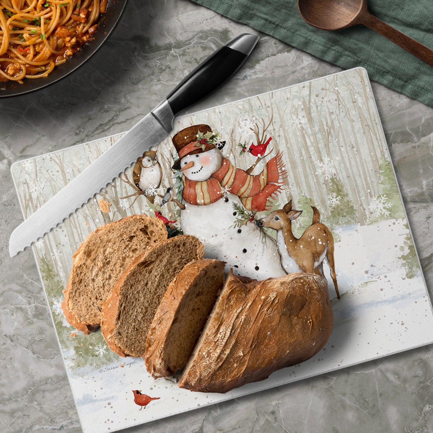 CounterArt Winter Forest 3mm Tempered Glass Cutting Board 10” x 8” Manufactured in the USA