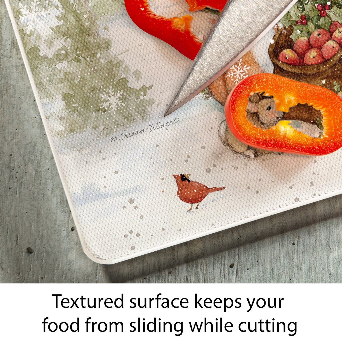 CounterArt Winter Forest 3mm Tempered Glass Cutting Board 10” x 8” Manufactured in the USA