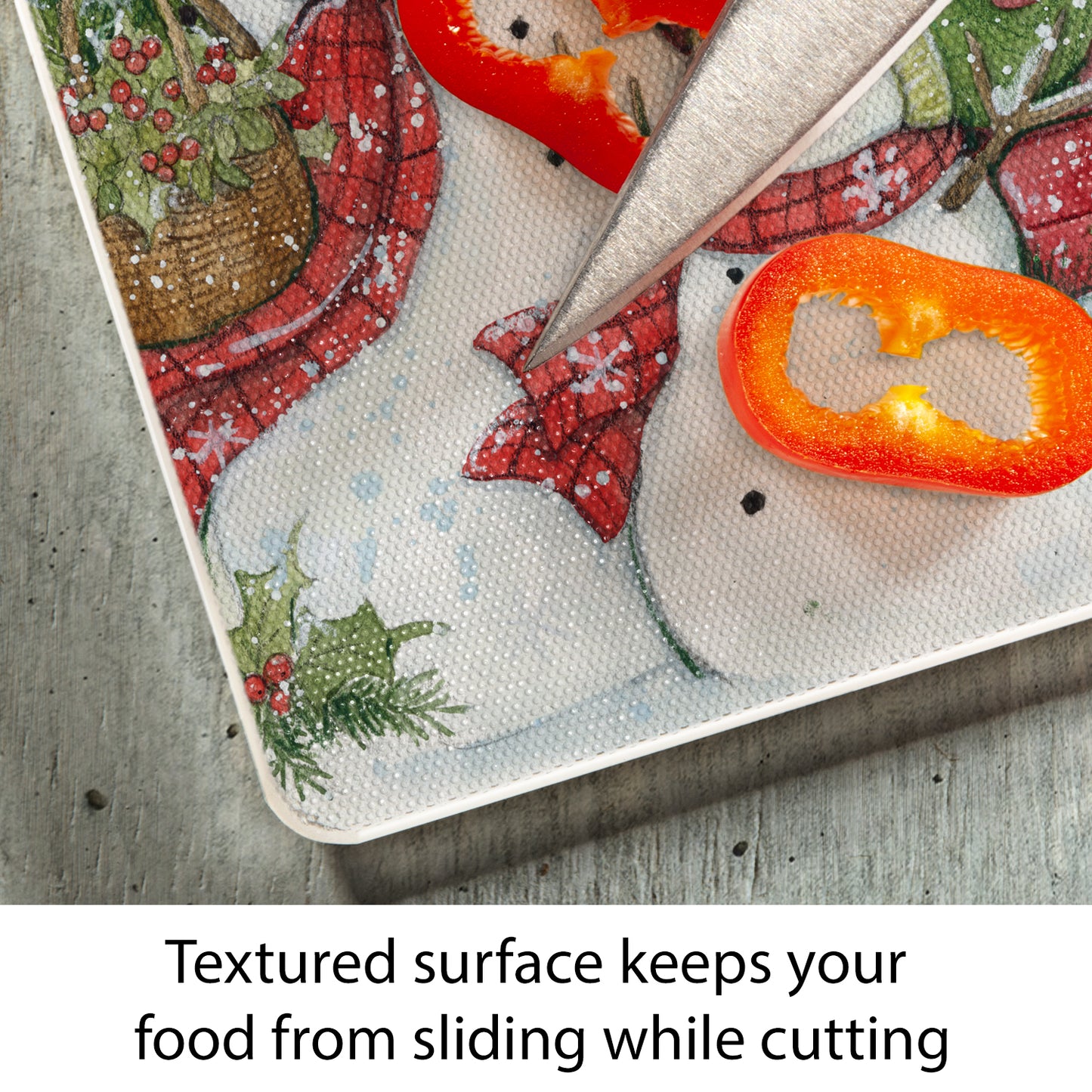 CounterArt Snowman's Farmhouse 3mm Tempered Glass Cutting Board 10” x 8” Manufactured in the USA