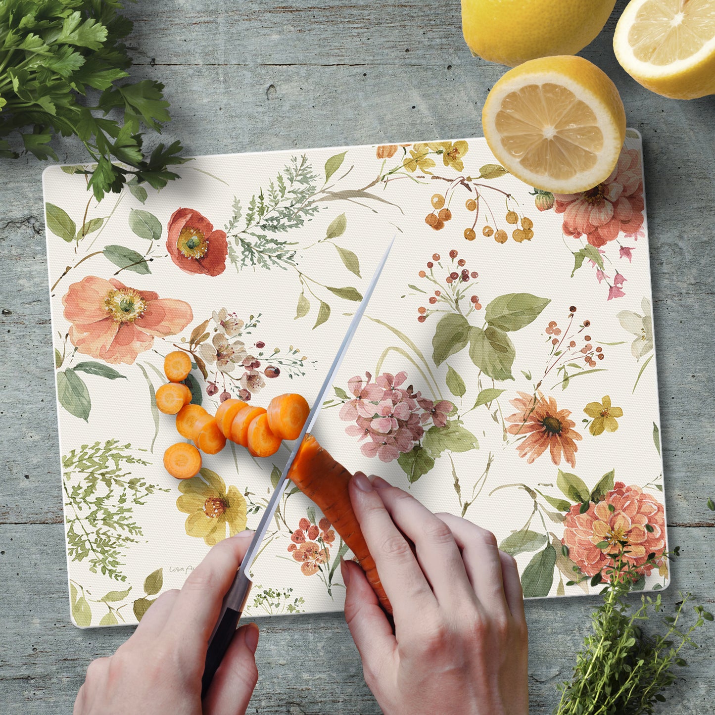 CounterArt Blessed by Nature 3mm Tempered Glass Cutting Board 10" x 8" Manufactured in the USA
