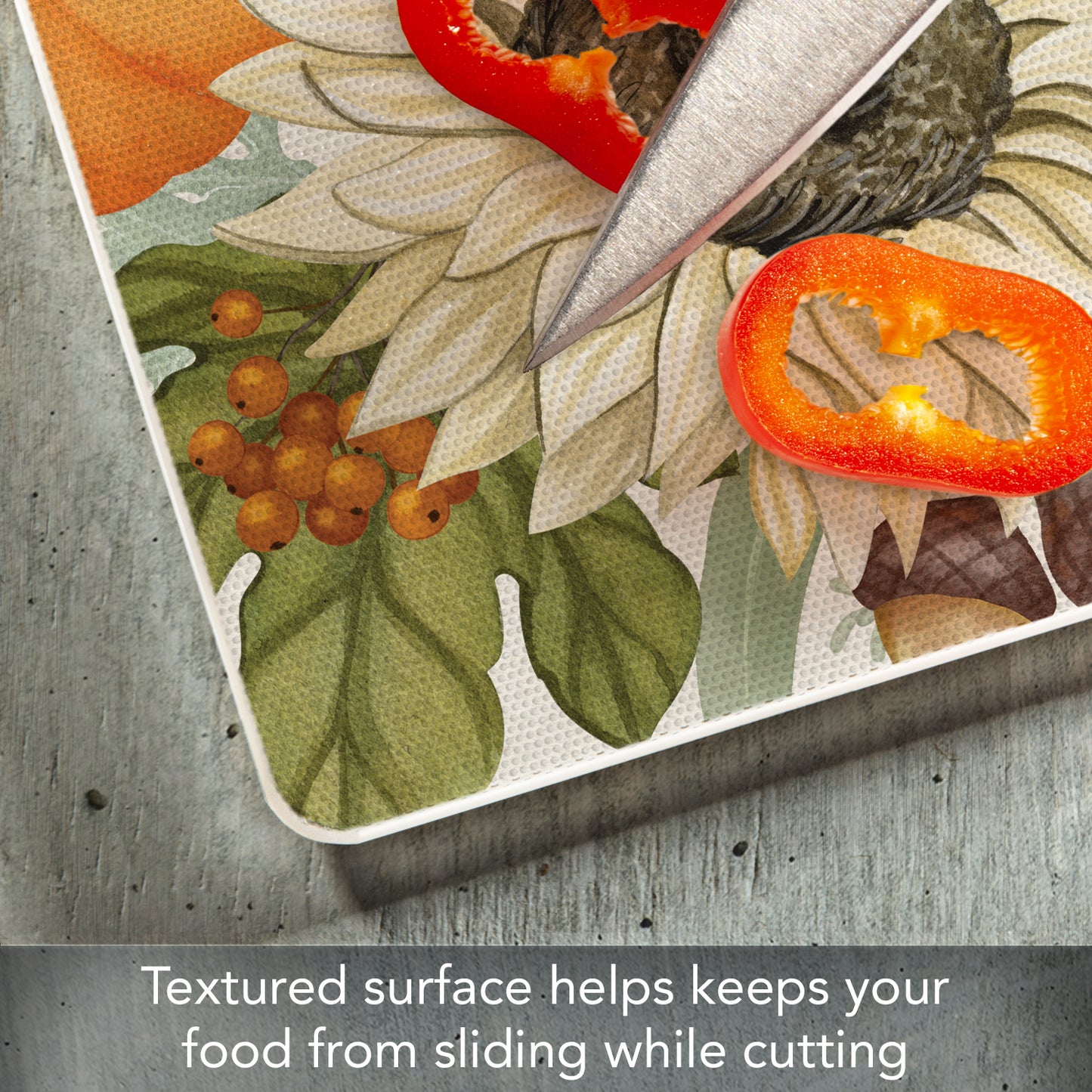 CounterArt Farmhouse Fall 3mm Tempered Glass Cutting Board 10" x 8" Manufactured in the USA
