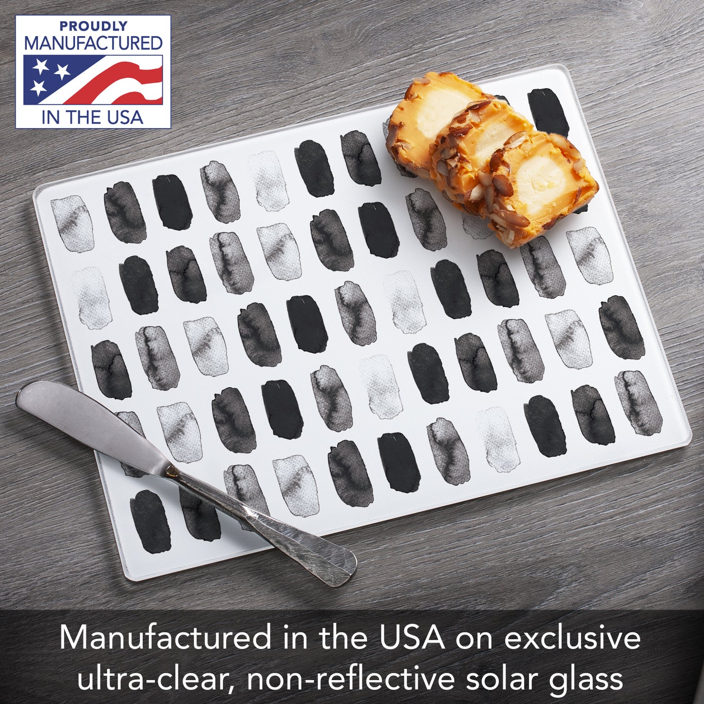 Thirstystone Paint Stripes 3mm Tempered Glass Cutting Board 10” x 8” Manufactured in the USA