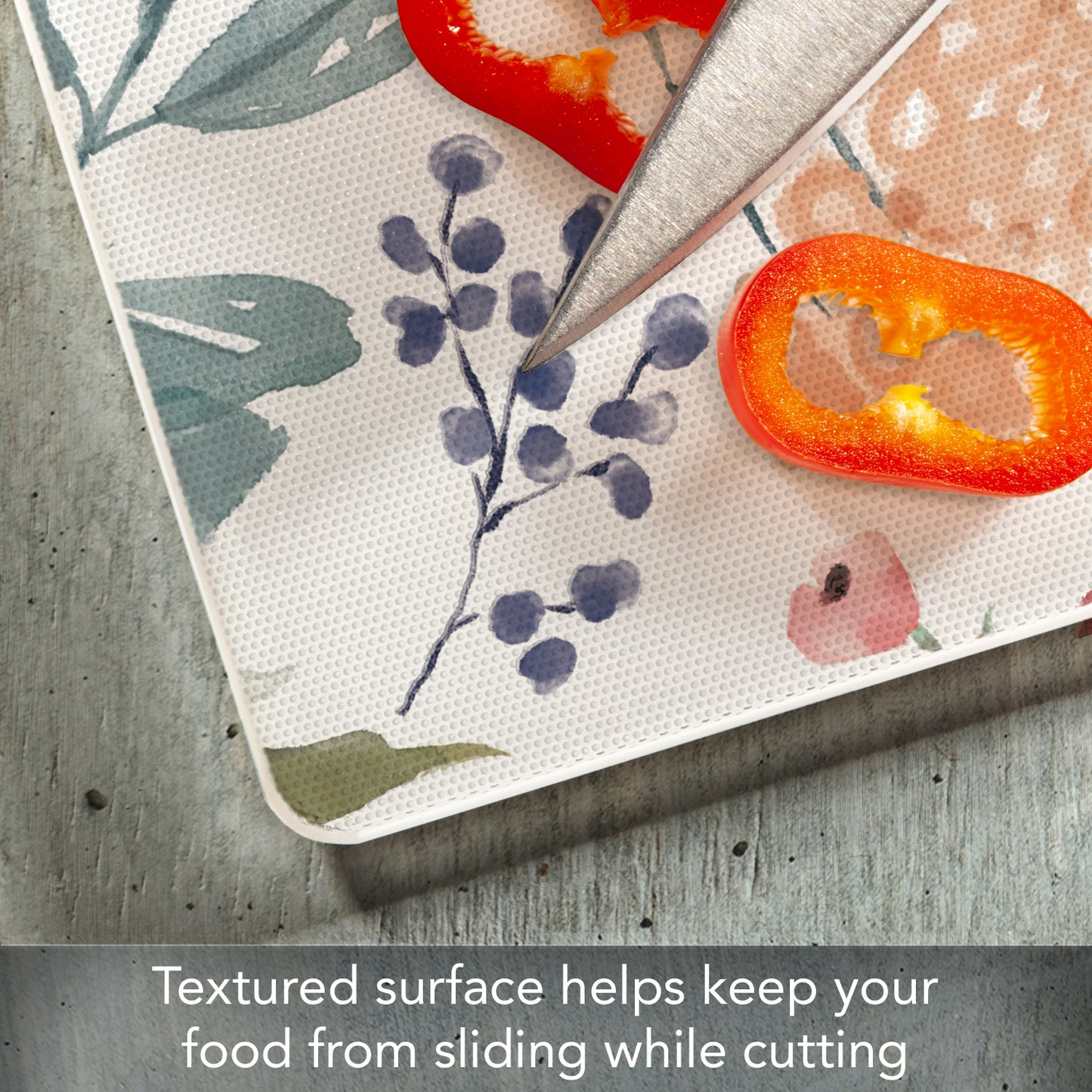 CounterArt Meadow Floral 3mm Tempered Glass Cutting Board 10” x 8” Manufactured in the USA