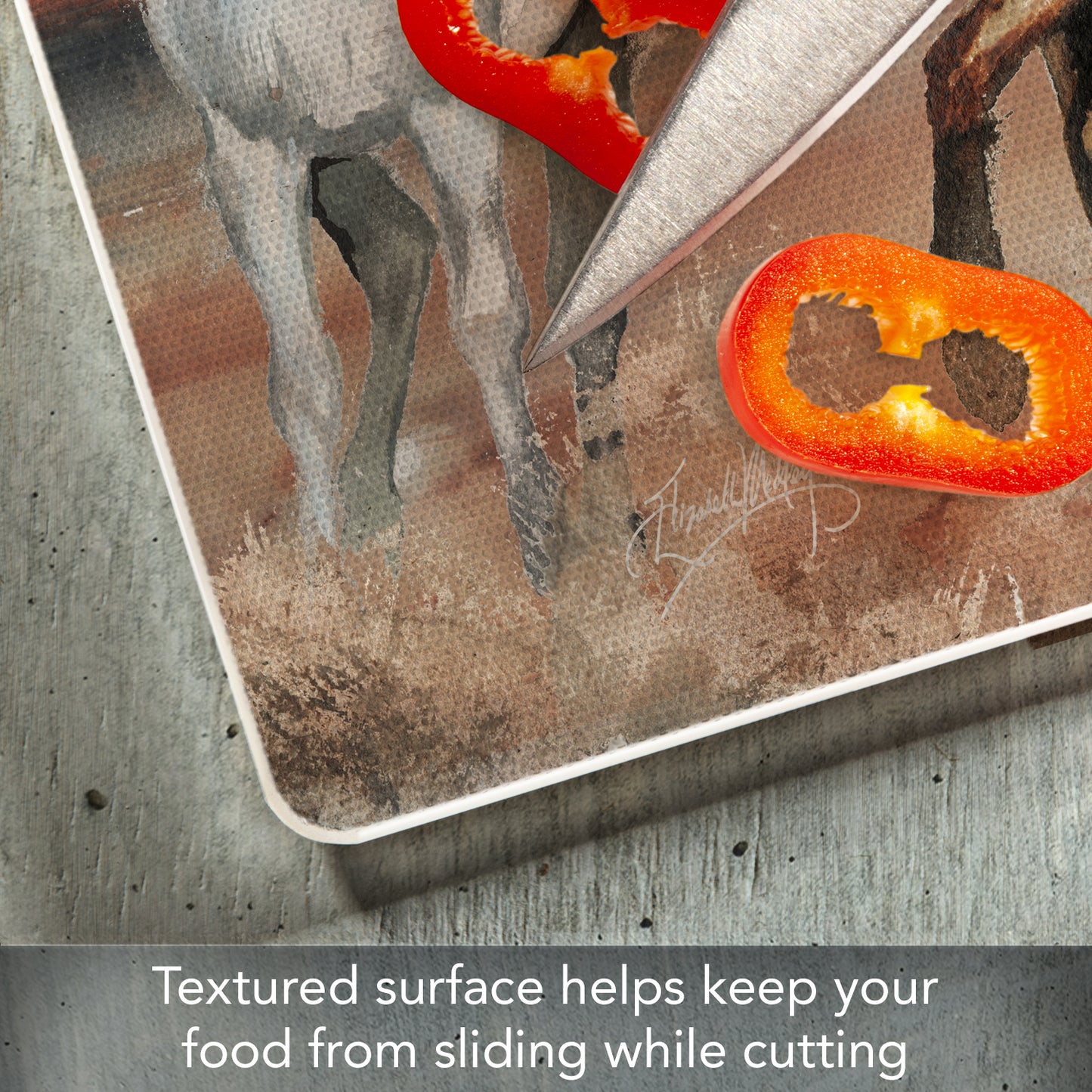 CounterArt Southwest Horses 3mm Tempered Glass Cutting Board 10” x 8” Manufactured in the USA
