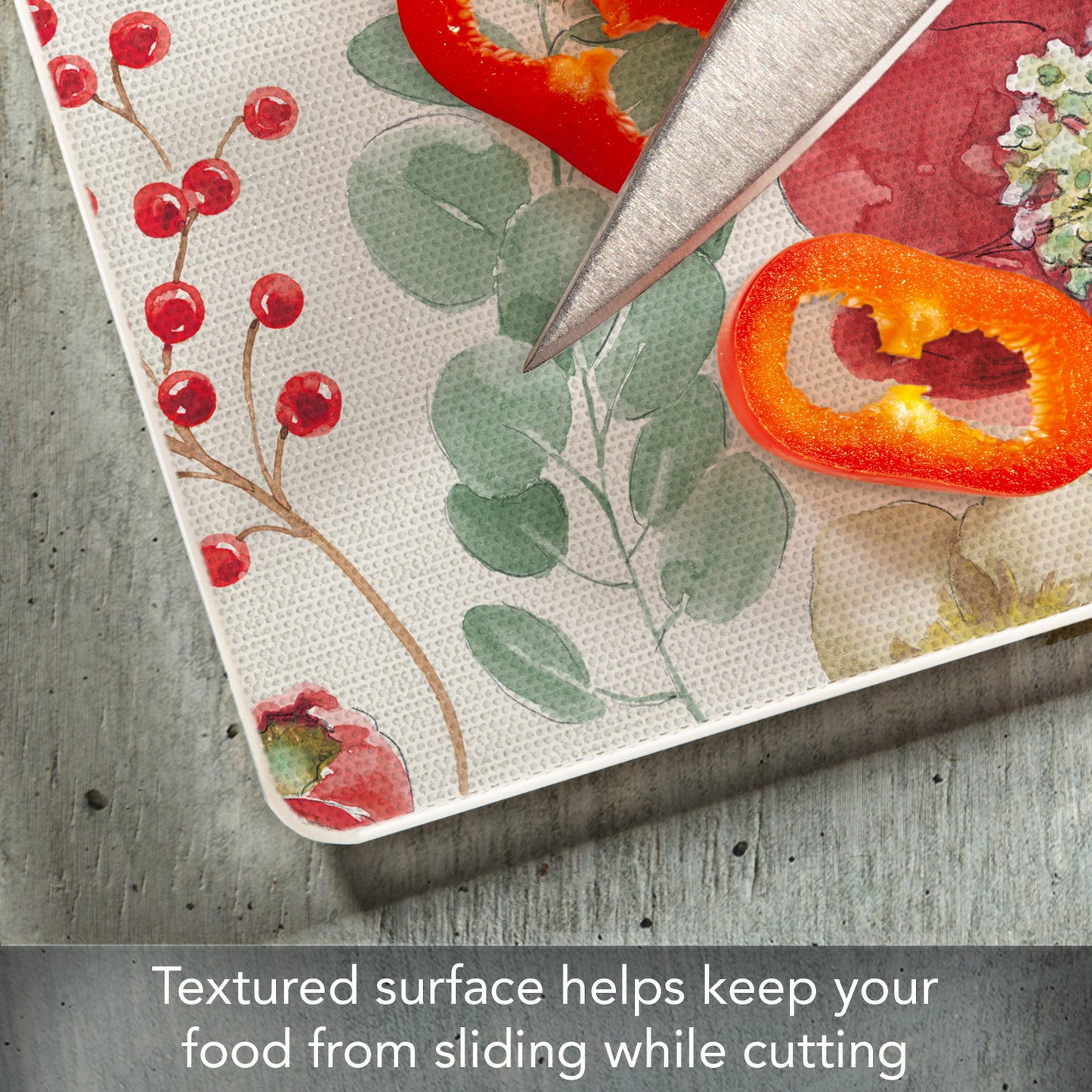 CounterArt Floral Traditions 3mm Tempered Glass Cutting Board 10” x 8” Manufactured in the USA