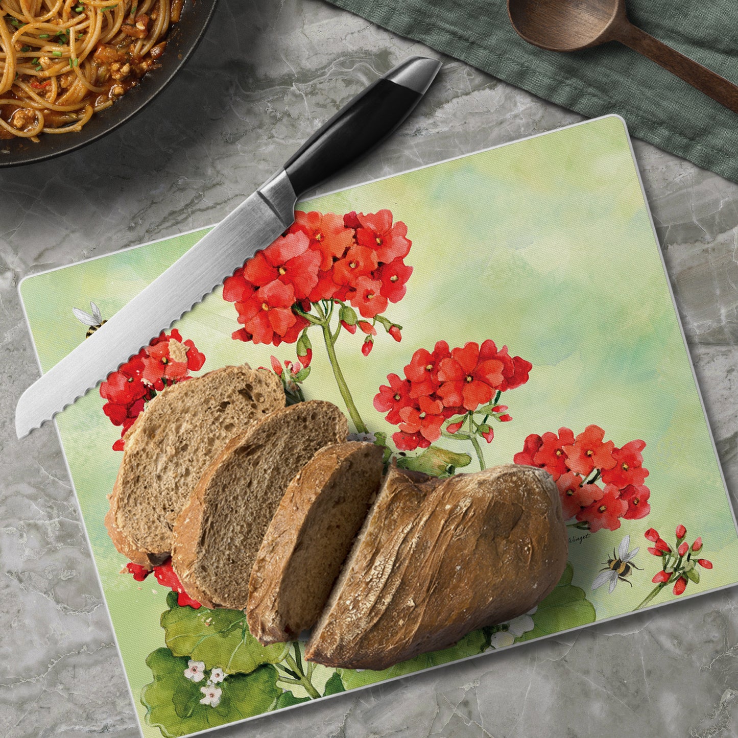 CounterArt Nature's Grace 3mm Tempered Glass Cutting Board 10” x 8” Manufactured in the USA