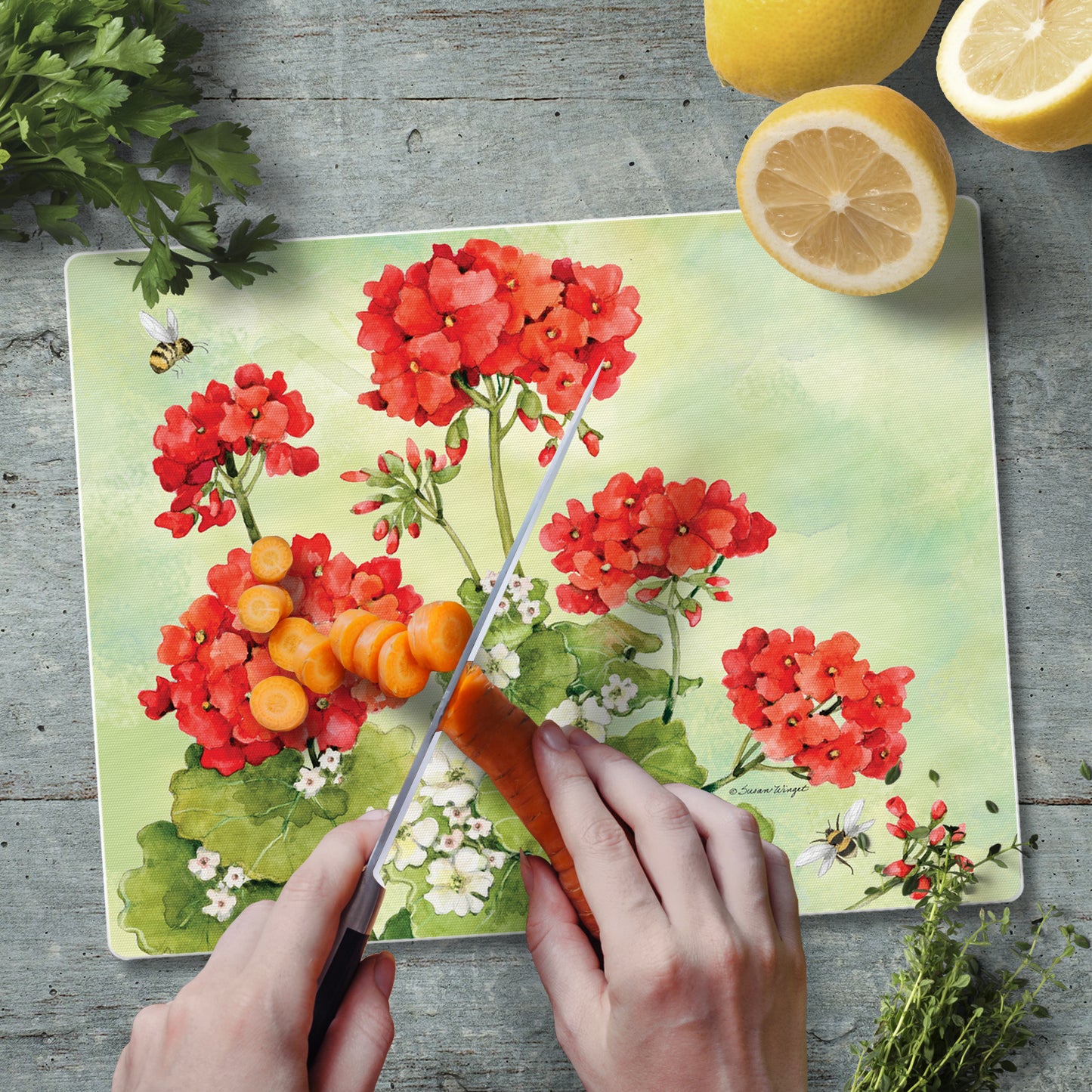 CounterArt Nature's Grace 3mm Tempered Glass Cutting Board 10” x 8” Manufactured in the USA
