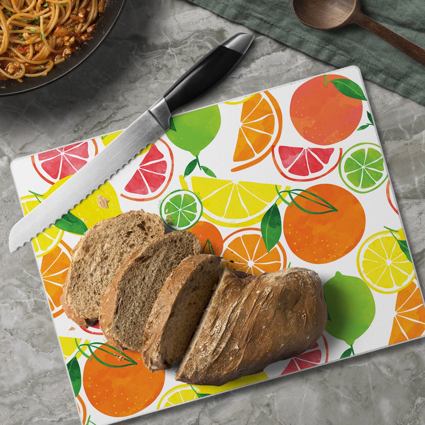 CounterArt Bright Fruit 3mm Tempered Glass Cutting Board 10” x 8” Manufactured in the USA
