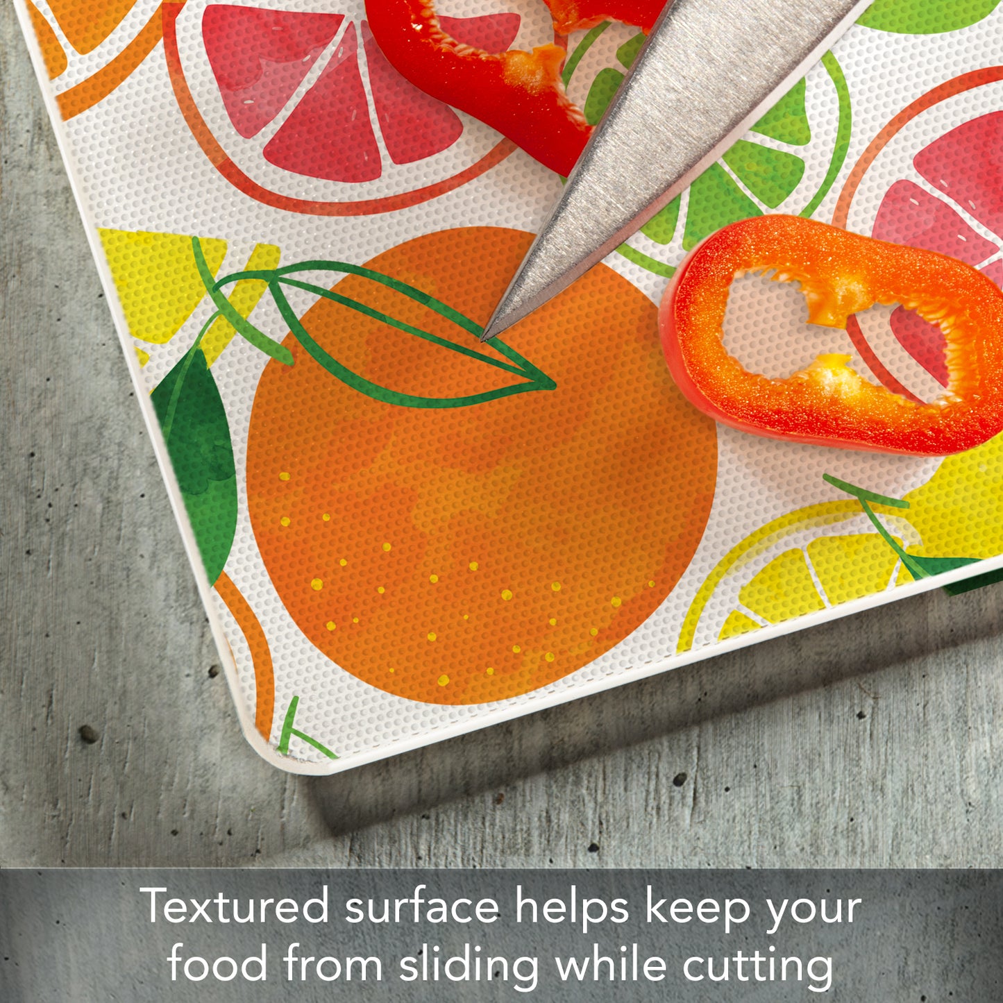 CounterArt Bright Fruit 3mm Tempered Glass Cutting Board 10” x 8” Manufactured in the USA