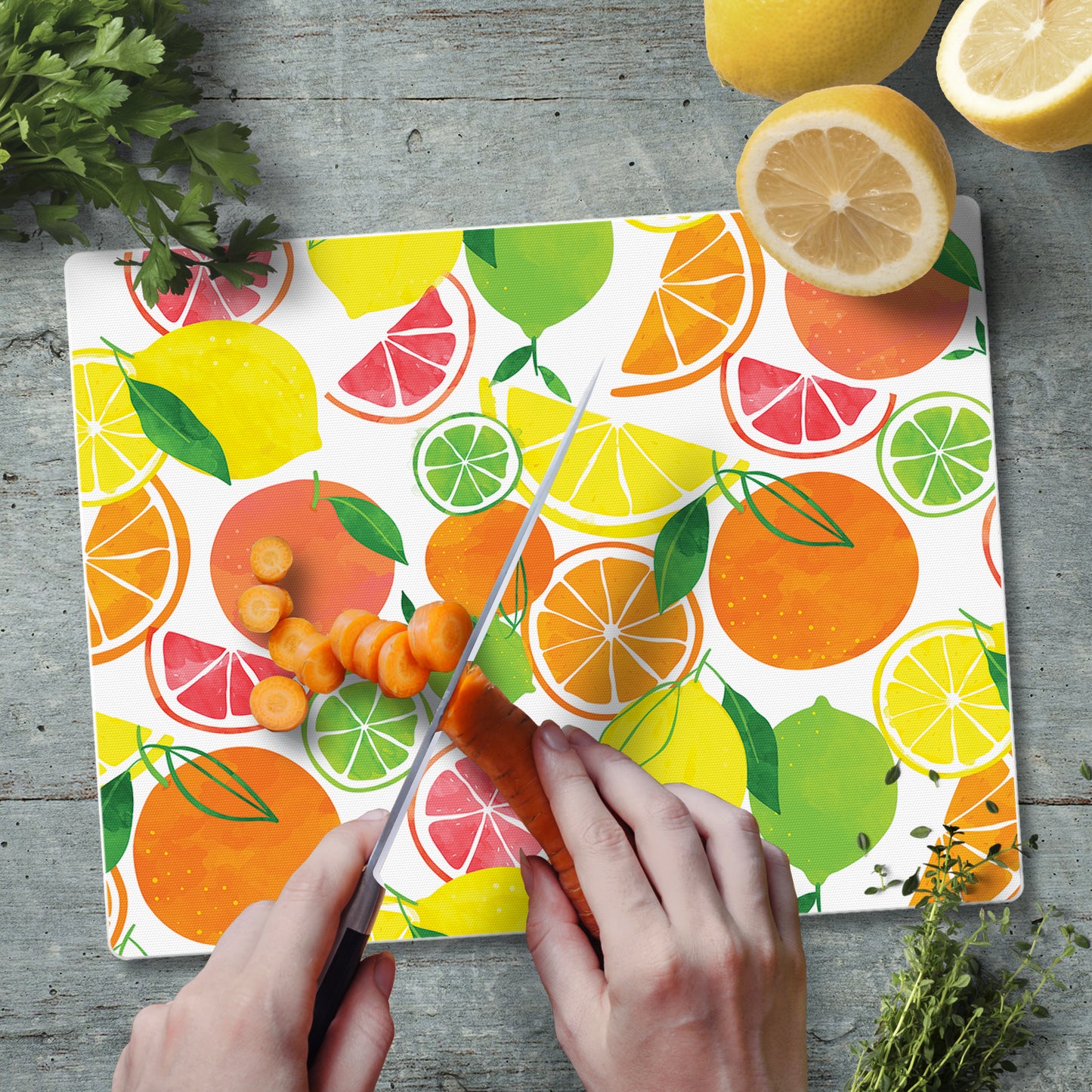 CounterArt Bright Fruit 3mm Tempered Glass Cutting Board 10” x 8” Manufactured in the USA