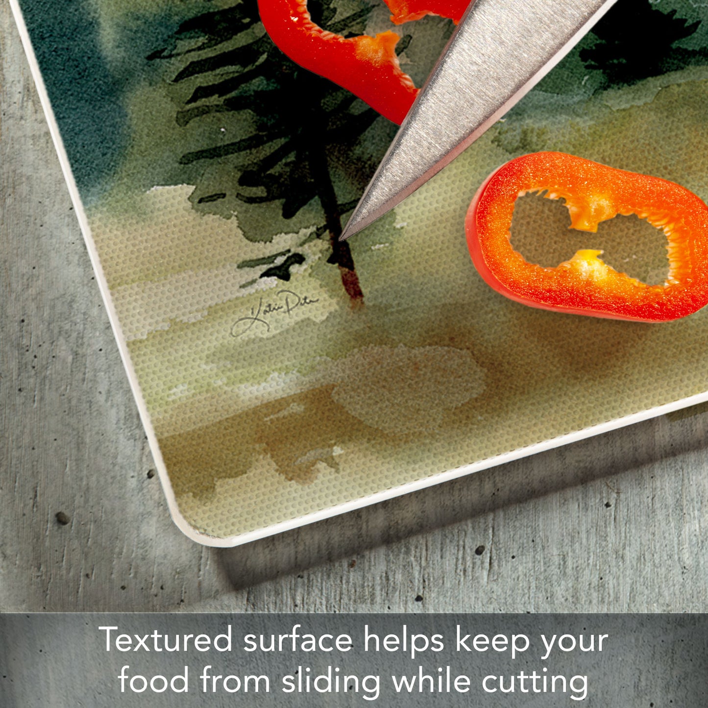 CounterArt Cabin in the Woods 3mm Tempered Glass Cutting Board 10” x 8” Manufactured in the USA