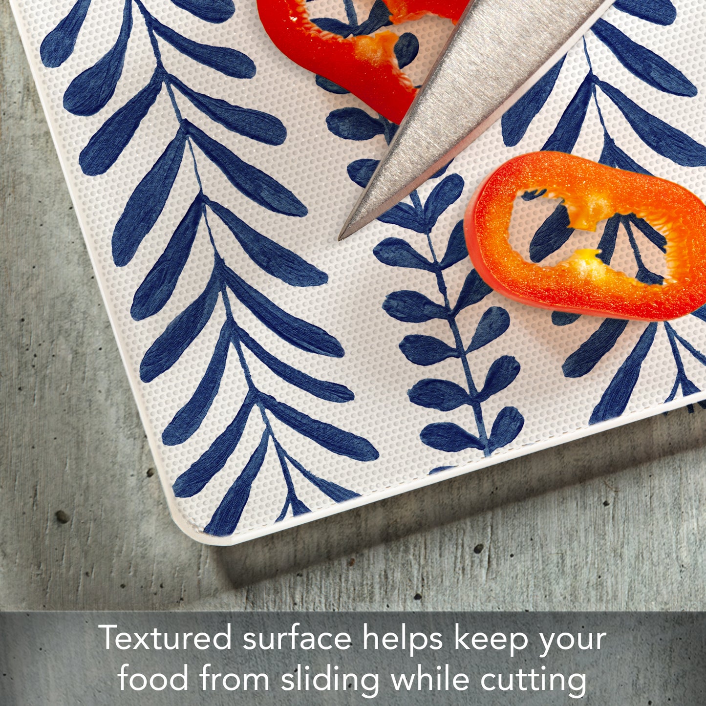 CounterArt Indigo Seaweed 3mm Tempered Glass Cutting Board 10” x 8” Manufactured in the USA