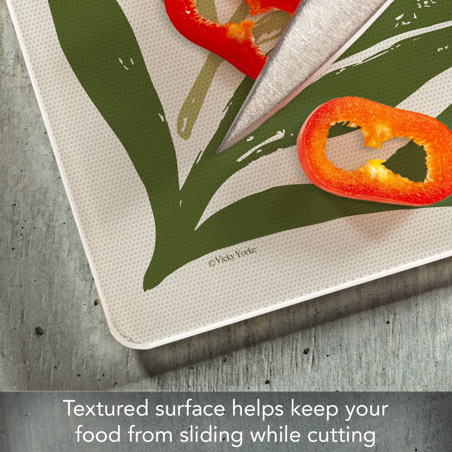 CounterArt Retro Floral 3mm Tempered Glass Cutting Board 10” x 8” Manufactured in the USA
