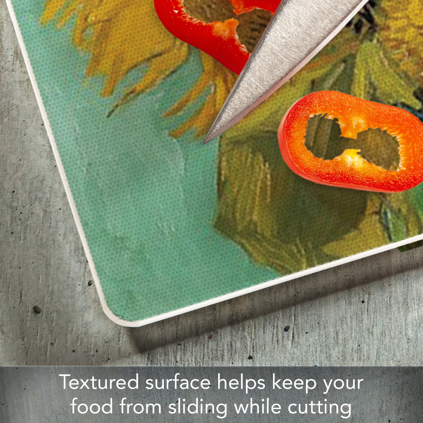CounterArt Van Gogh Sunflowers 3mm Tempered Glass Cutting Board 10” x 8” Manufactured in the USA