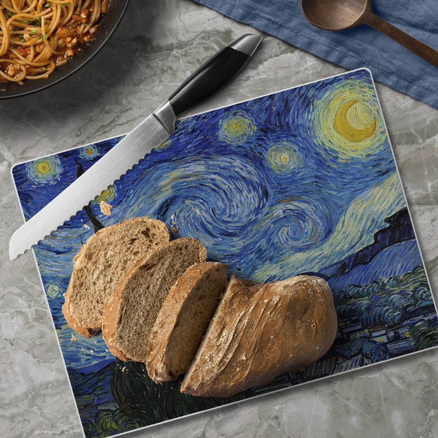 CounterArt Starry Night 3mm Tempered Glass Cutting Board 10” x 8” Manufactured in the USA