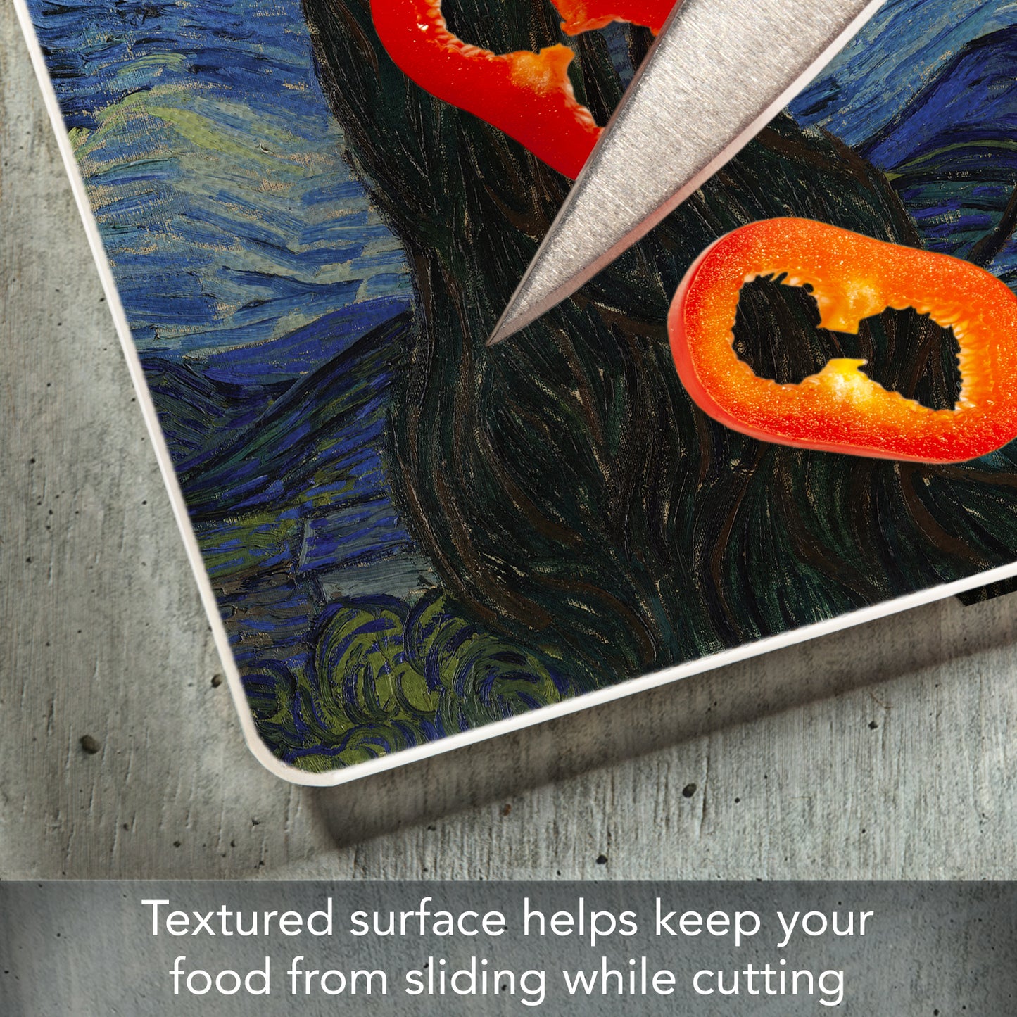 CounterArt Starry Night 3mm Tempered Glass Cutting Board 10” x 8” Manufactured in the USA