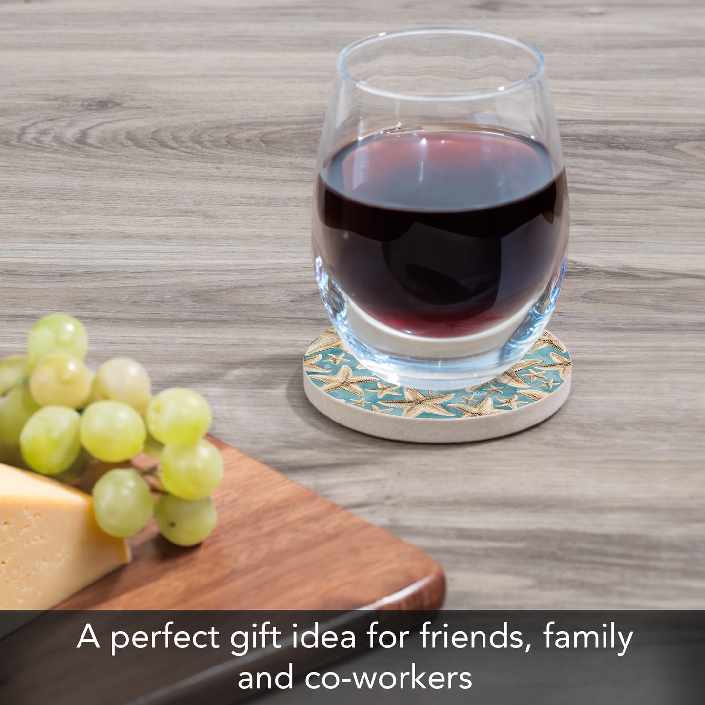 Starfish Galore Single Natural Sandstone Coaster 4" Round Create Your Own Set