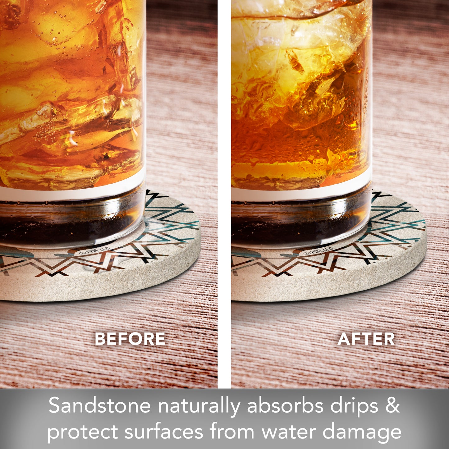 Fluid Kokopelli Single Natural Sandstone Coaster 4" Round Create Your Own Set