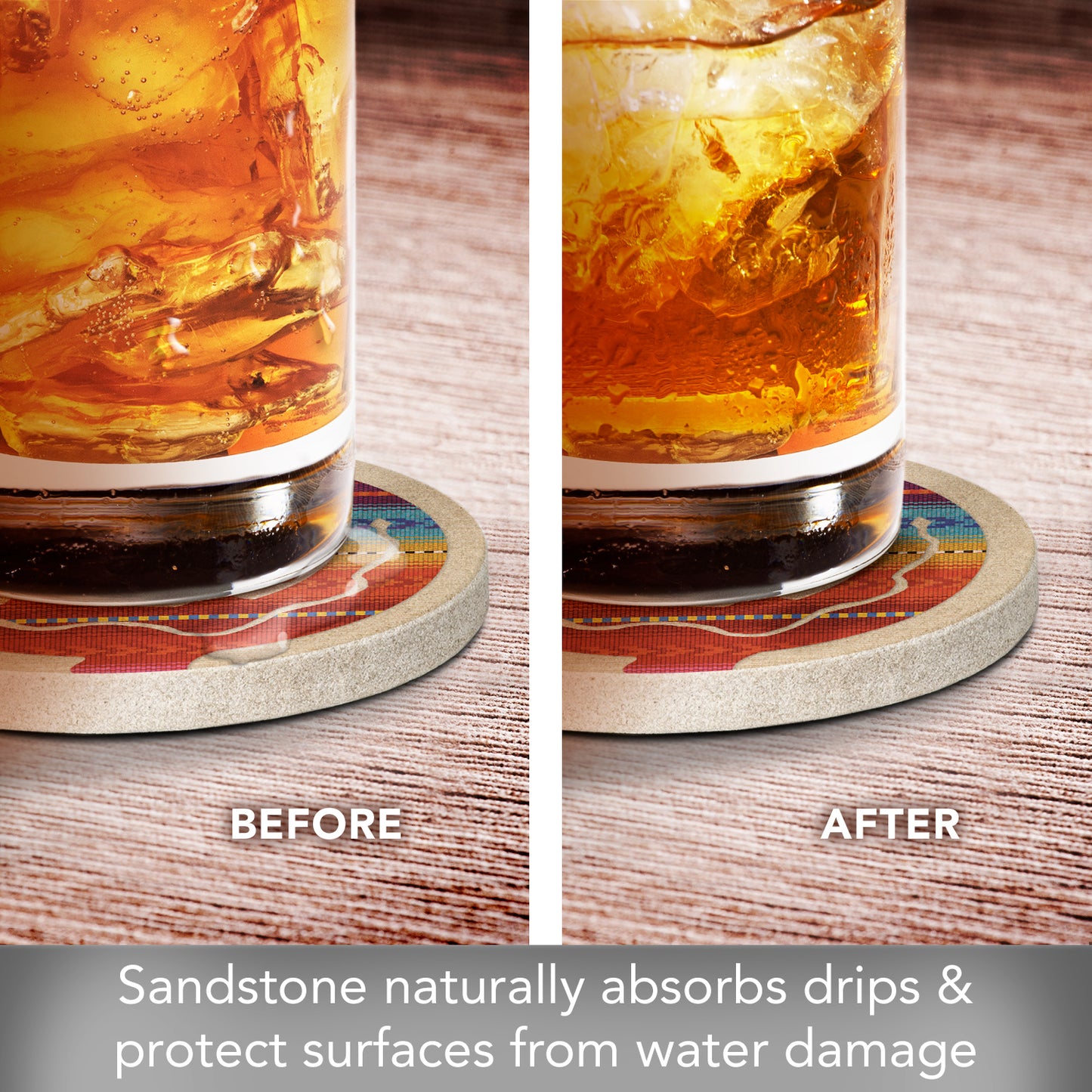 Southwest Gecko Single Natural Sandstone Coaster 4" Round Create Your Own Set