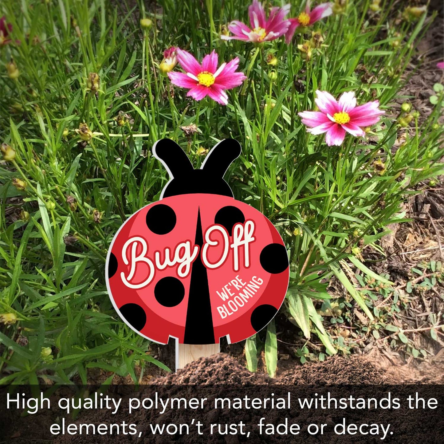 Bug Off Ladybug Shaped Garden Stake