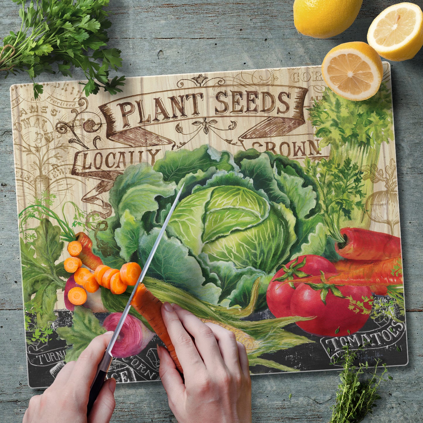 CounterArt Our Farm 3mm Tempered Glass Cutting Board 15” x 12” Manufactured in the USA